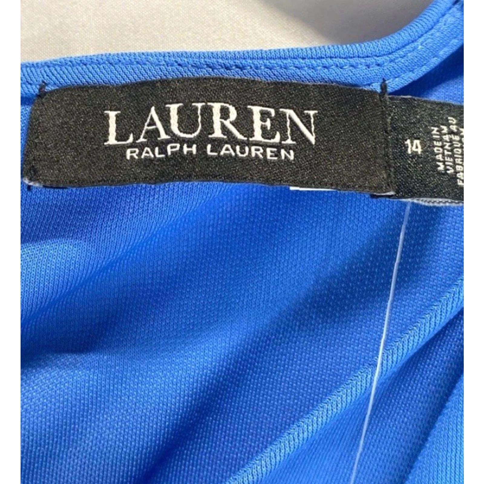 Ralph Lauren NEW Lauren by Ralph Lauren Short Sleeve Ruched Sheath Dress Size 14 Women Blue - Classic Stretch Knee Length NWT Size XL / US 12-14 / IT 48-50 - 4 Thumbnail