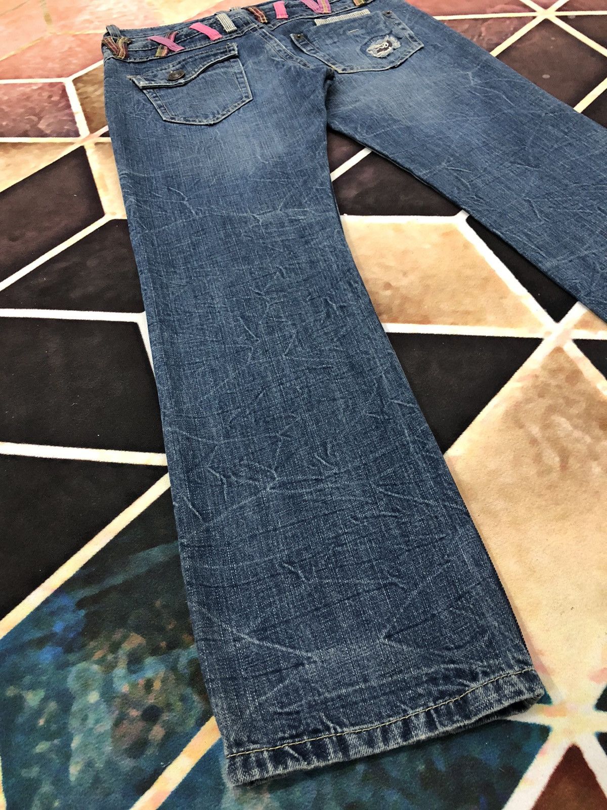 Japanese Brand × Seditionaries Vintage Colza Double Waist Distressed Faded Blue Jeans Size US 31 - 14 Thumbnail