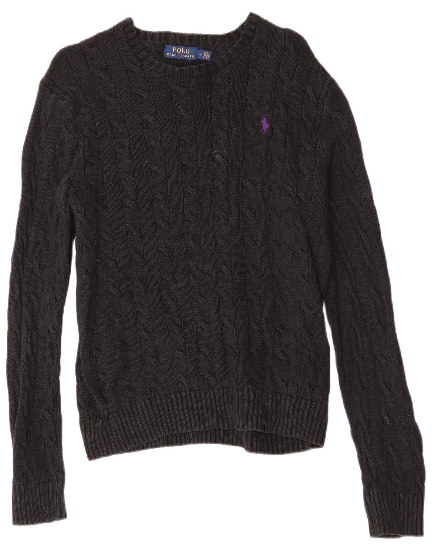 Polo Ralph Lauren Womens Boat Neck Jumper Sweater UK 14 Medium Black Size M / US 6-8 / IT 42-44 - 1 Thumbnail