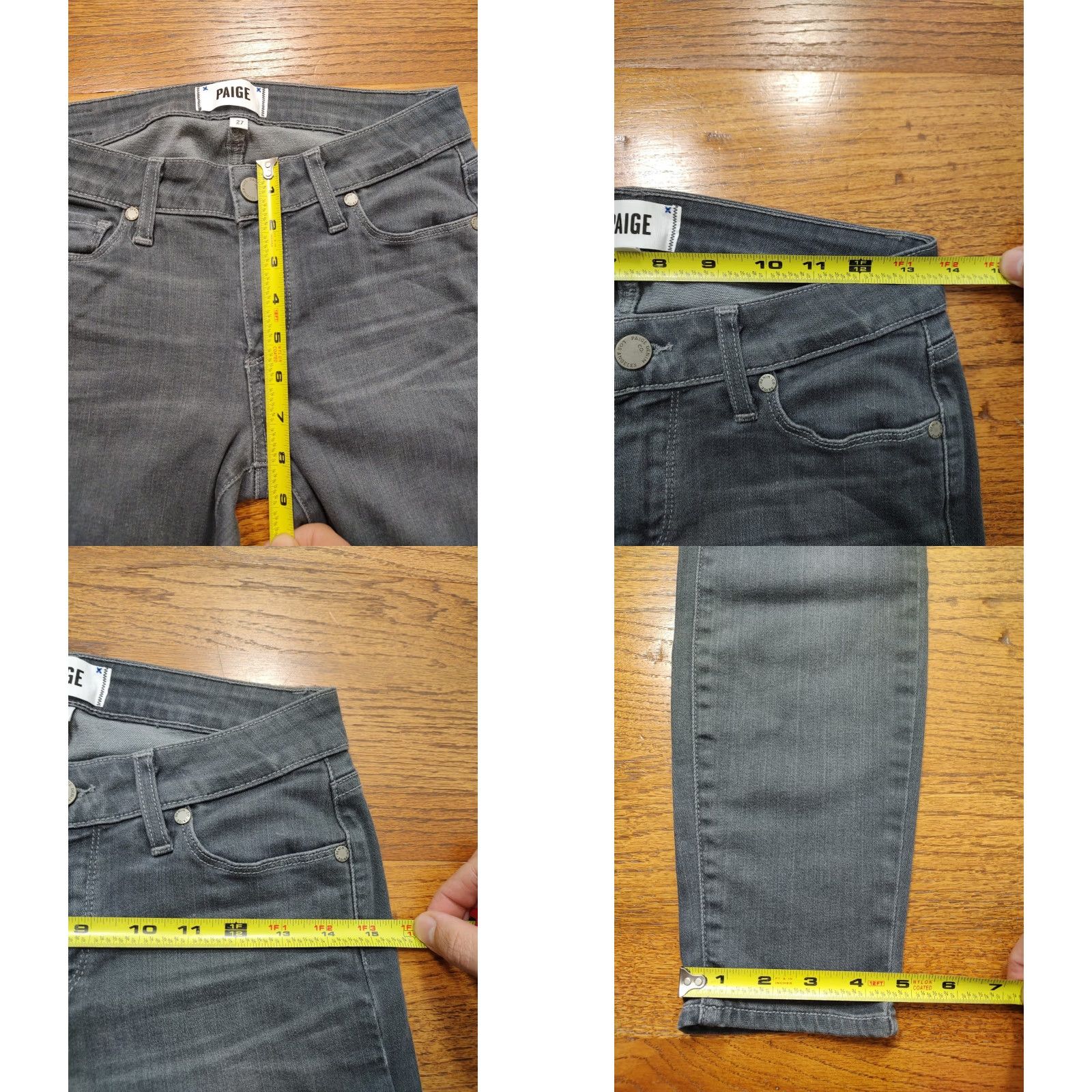 Paige PAIGE Verdugo Ankle Skinny Jeans Gray Stretch Denim Womens Slim 5-Pocket Inseam 27 Size 27" / US 4 / IT 40 - 8 Thumbnail
