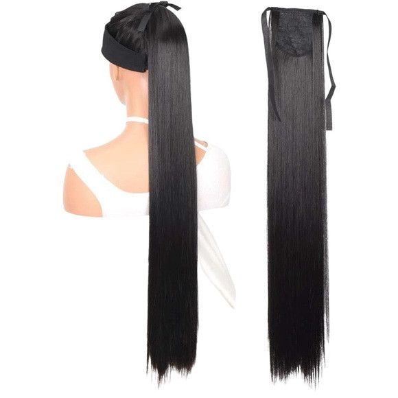 Other 34 Inches Black Synthetic Ponytail Hair Extension Size ONE SIZE - 2 Thumbnail