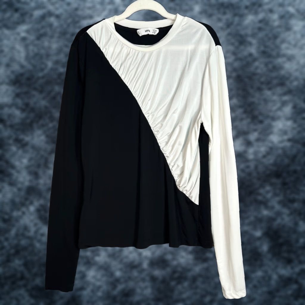 Mango Mango Blouse Shirt Womens Small Black Long Sleeve Knit Viscose Elastane Polyester Regular Crew Neck Casual Spring Summer Women Size S / US 4 / IT 40 - 1 Thumbnail