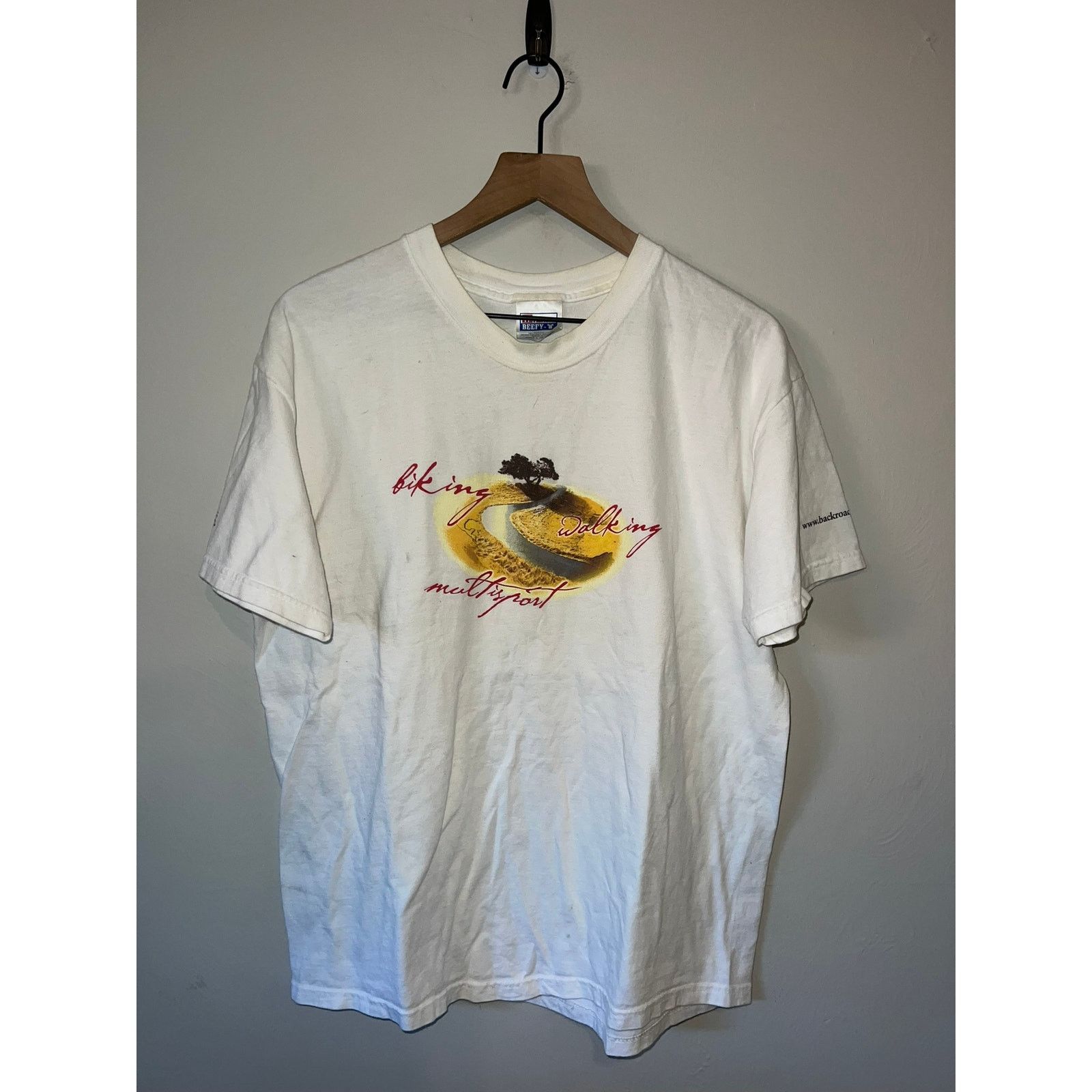 Hanes Vintage Biking Shirt Walking Multisport Backroads Tee 90s L Size US L / EU 52-54 / 3 - 1 Thumbnail