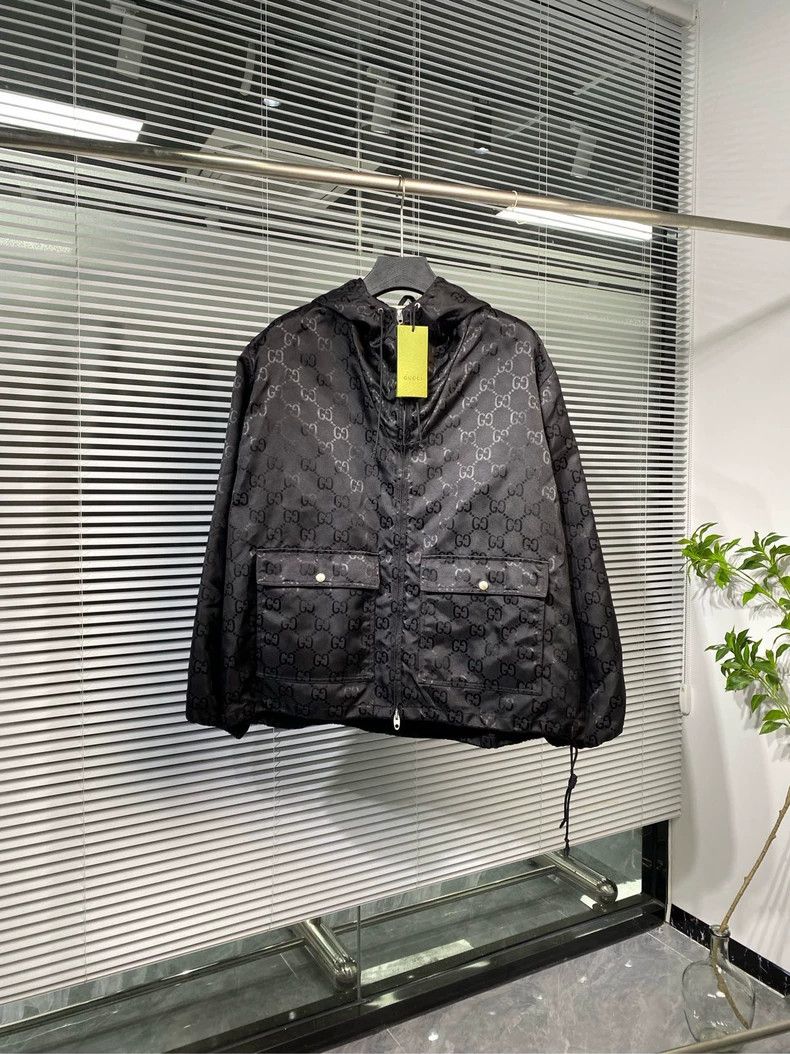 Gucci Dark pattern double G full-print windbreaker jacket 2