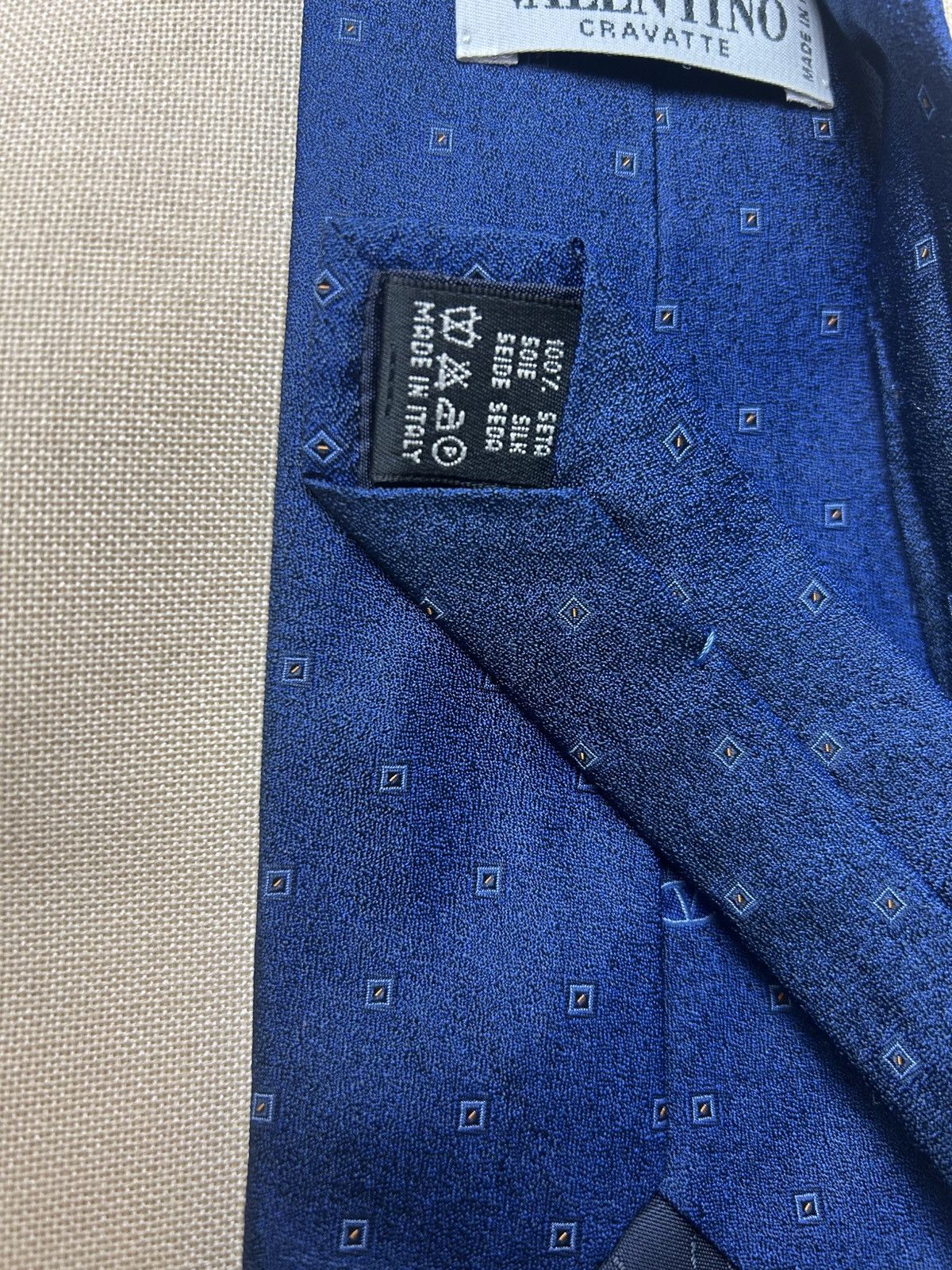 Valentino Valentino blue geometric Silk Mens Tie Size ONE SIZE - 6 Thumbnail