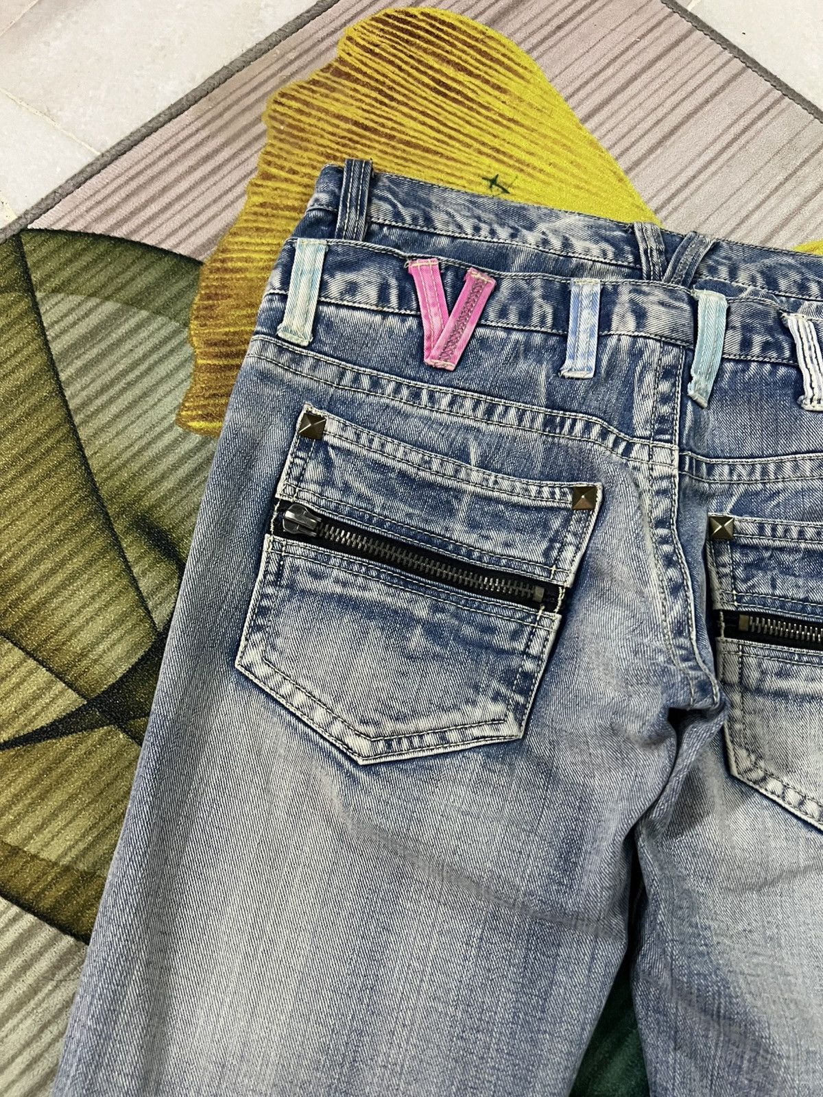 If Six Was Nine 💥Double Waist💥Japanese Unbrand Distress Patchwork Jean Size US 31 - 15 Thumbnail