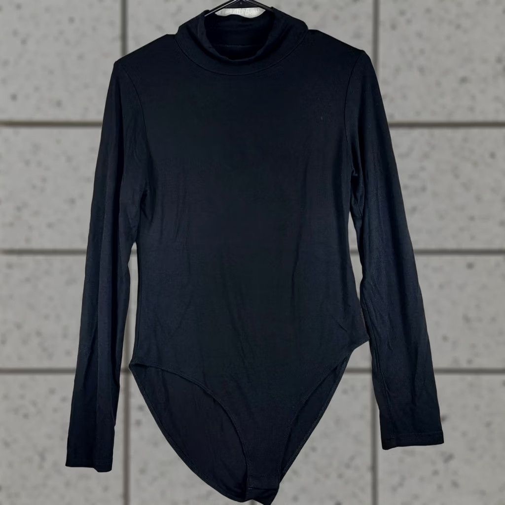 Mango MANGOPOP Mock Turtleneck Long-Sleeve Bodysuit Black M Womens Snap Closure One-Piece Bodysuit Fashion MangoPOP Bodysuit Regular Size M Black Womens Size M / US 6-8 / IT 42-44 - 1 Thumbnail