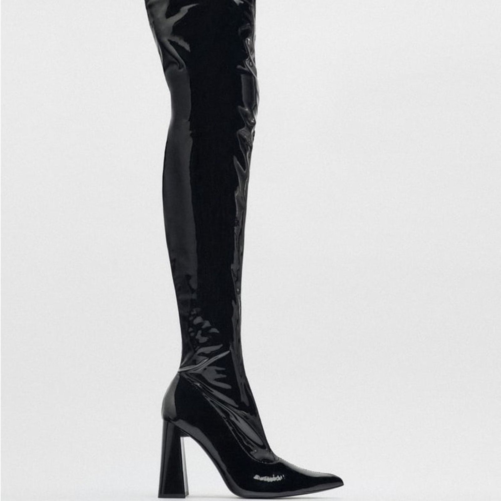 Zara ZARA HIGH HEEL OVER THE KNEE BOOTS BLACK Size US 6.5 / IT 36.5 - 2 Thumbnail