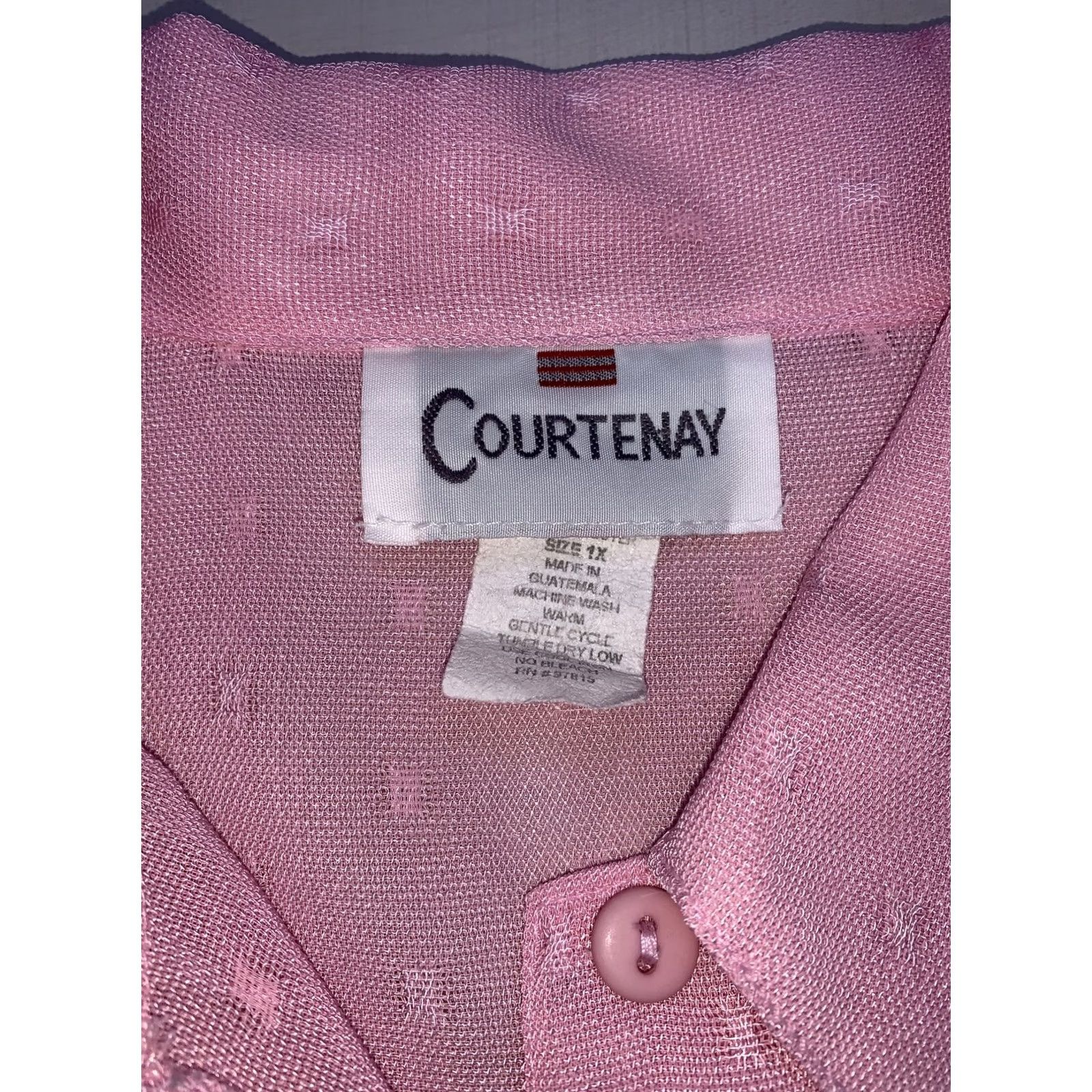 Pinko VINTAGE Courtenay Blouse Shirt Womens 1X Pink Sheer Button Front Collared Long Sleeve Plus Size Modern Casual Fashion Size XL / US 12-14 / IT 48-50 - 2 Thumbnail