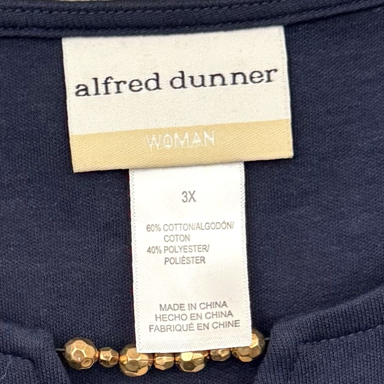 Vintage Alfred Dunner Top Womens 3X Blue Beaded Embroidered Grandmacore Cottagecore Boho Size XXL / US 16-18 / IT 52-54 - 6 Thumbnail