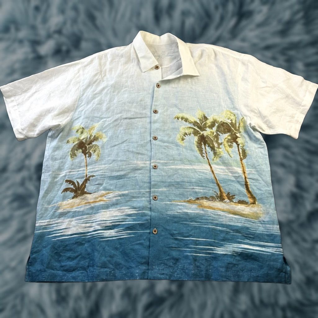 Tommy Bahama Tommy Bahama Shirt Mens 2XL XXL Blue Linen Panel Back All Over Print Size US XXL / EU 58 / 5 - 1 Thumbnail