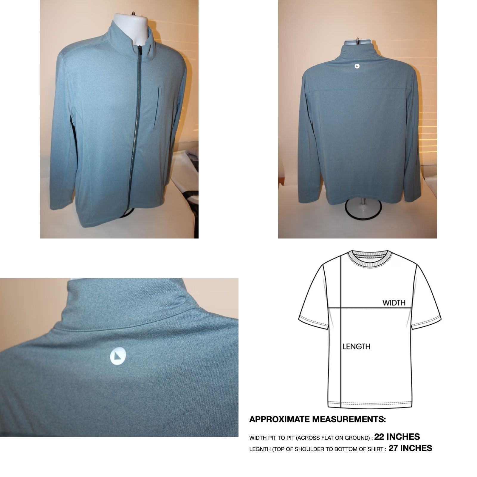 UNTUCKit UNTUCKit Mens Large Full Zip Performance Sweater Jacket Shirt Blue Stretch Size US L / EU 52-54 / 3 - 8 Thumbnail