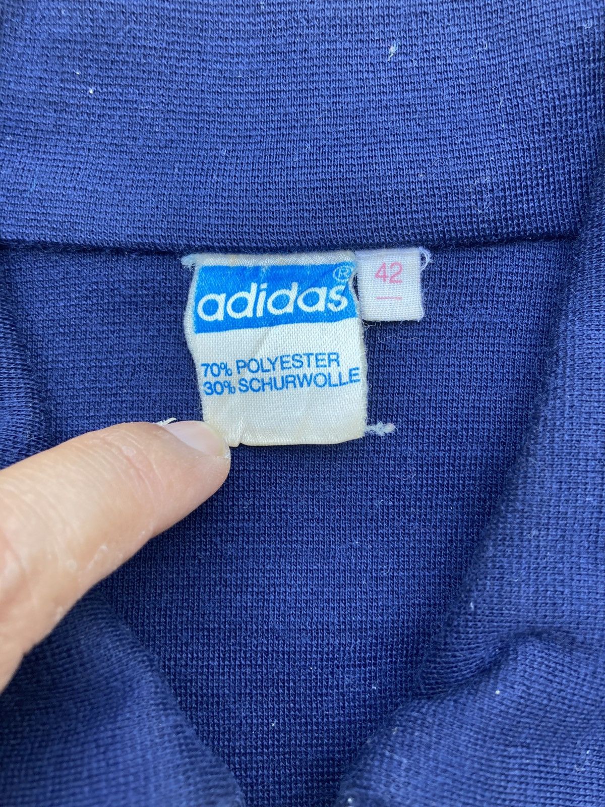 Vintage Vintage 1970s Adidas Schwann Track Top Dark Blue Jackets Size US XS / EU 42 / 0 - 9 Thumbnail