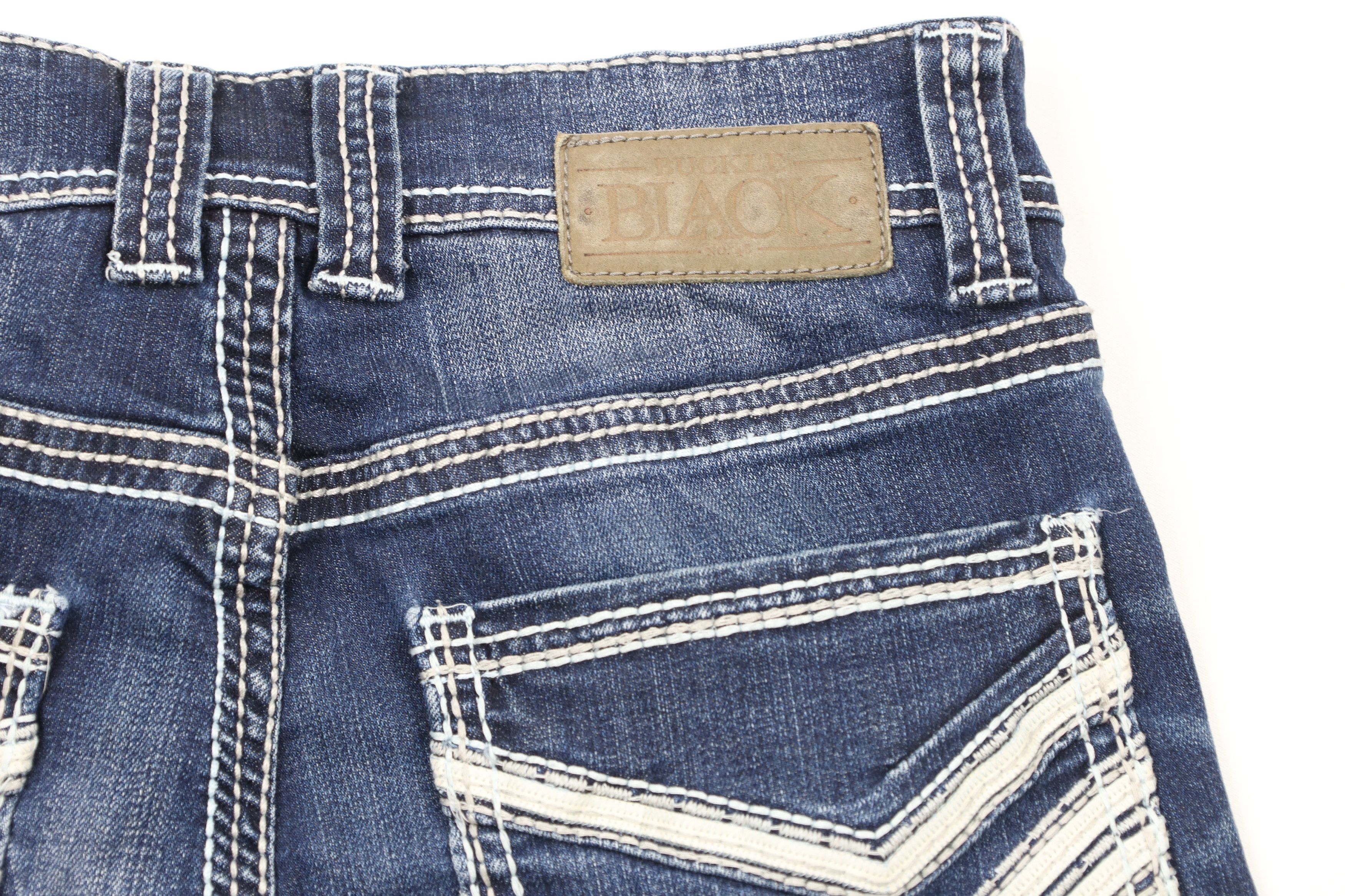 Vintage Buckle Black BKE Stitch Stretch Boot Leg Denim Jeans Blue Size 30" / US 8 / IT 44 - 12 Thumbnail