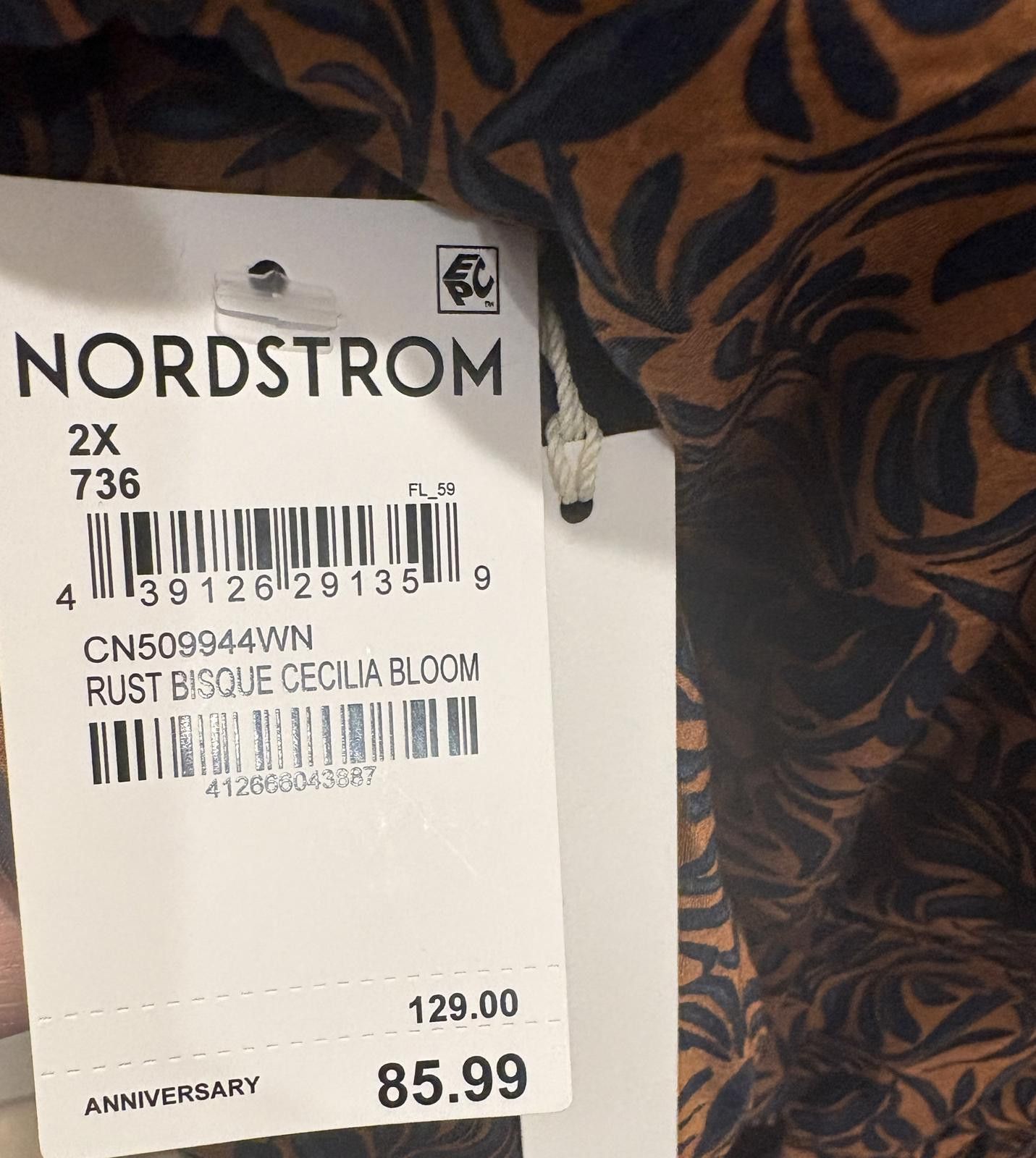 Nordstrom Caslon Rust Bisque Cecilia Bloom Dress 2X Size XXL / US 16-18 / IT 52-54 - 3 Thumbnail