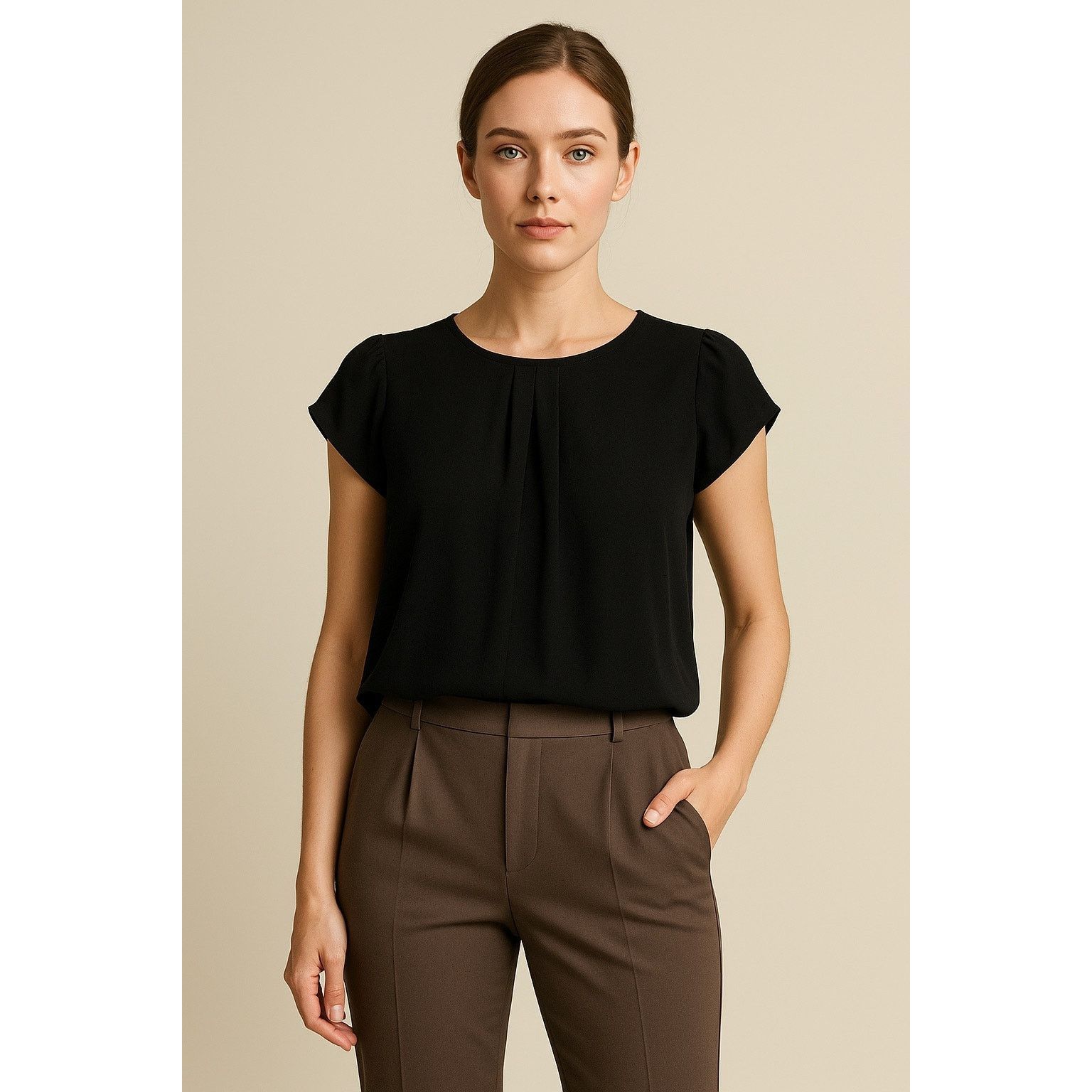 Other Lucid-Pink Black Pleated Short Sleeve Blouse Women’s M Size M / US 6-8 / IT 42-44 - 1 Thumbnail