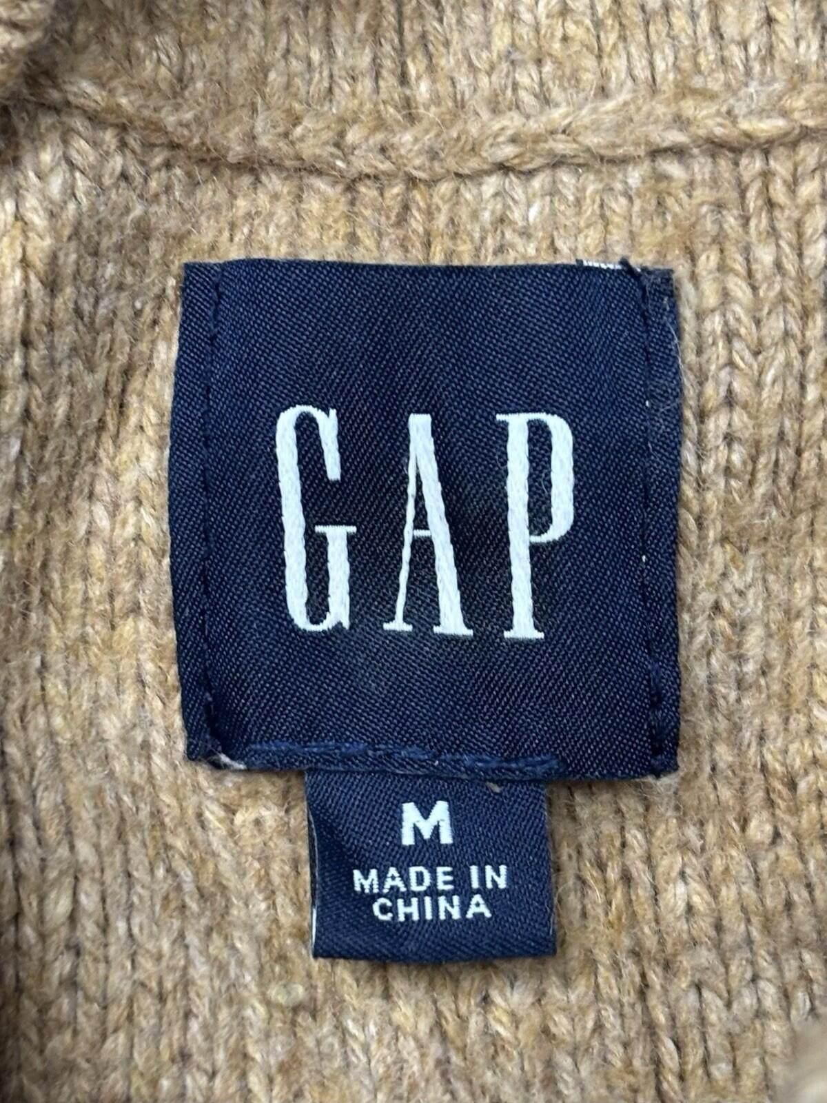 Gap Gap Sweater Mens Medium Fisherman Knit Cotton Wool Blend Tan Size US M / EU 48-50 / 2 - 2 Thumbnail