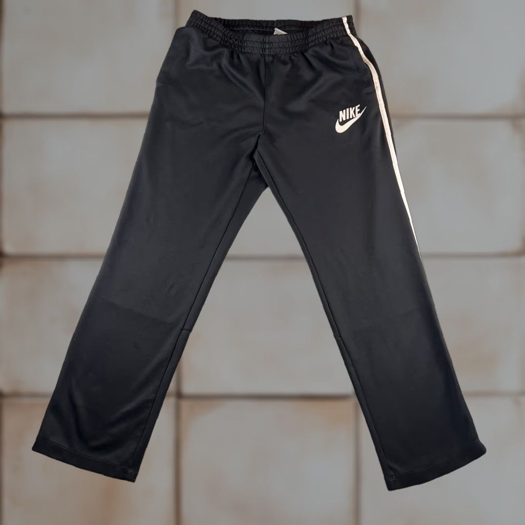 Nike VINTAGE Nike Sportswear Track Pants Mens L Black Striped Swoosh Y2K Size US 33 - 1 Thumbnail