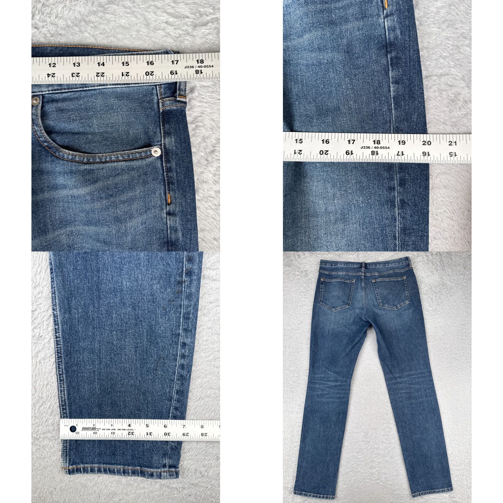 Everlane Everlane Jeans Mens 33x32 Blue Denim Slim Straight Leg Uniform Cotton Blend Work Size US 33 - 9 Thumbnail