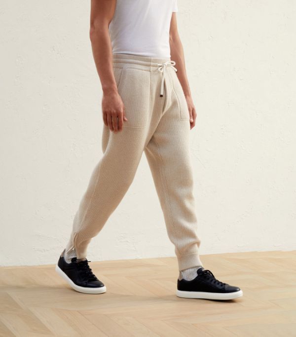 image of Brunello Cucinelli O1W1Db10524 Sweatpants In Light Beige, Men's (Size 34)