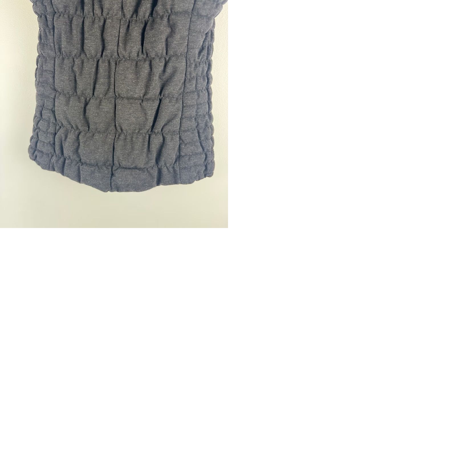 Blanc Noir Be by Blanc Noir Womens Charcoal Gray Ruched Hooded Puffer Vest Full Zip M Slim Quilted Size M / US 6-8 / IT 42-44 - 9 Thumbnail