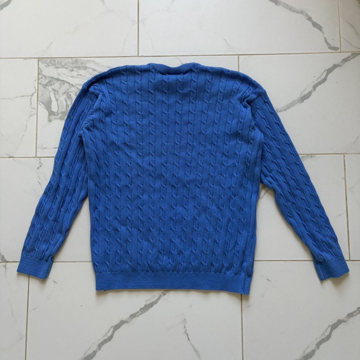 Lacoste Lacoste Cable Knit Sweater Size XL Blue 100% Cotton Size US XL / EU 56 / 4 - 2 Thumbnail