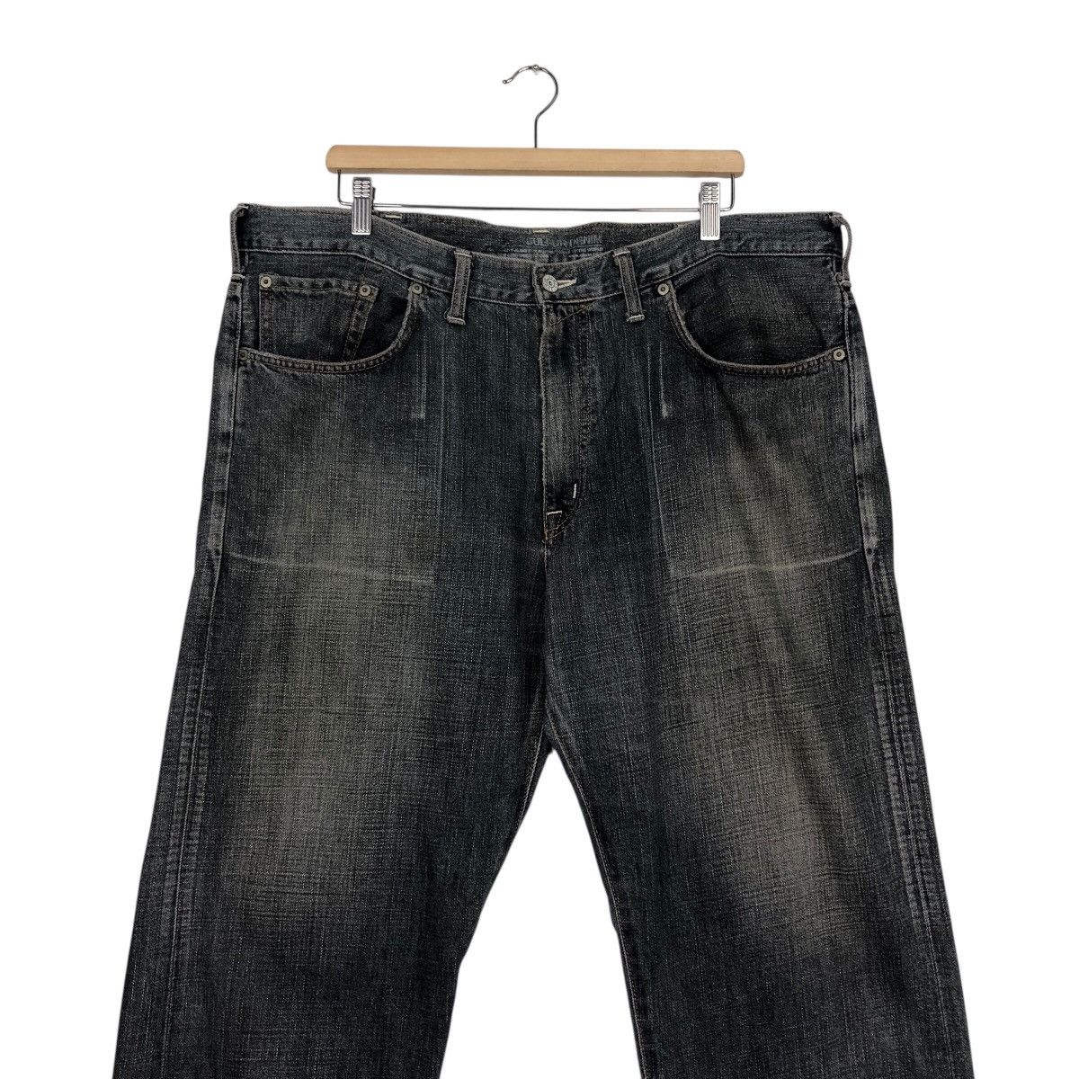 Japanese Brand Edwin Dark Wash Straight Leg Jeans Faded Denim Workwear Size US 40 / EU 56 - 5 Thumbnail