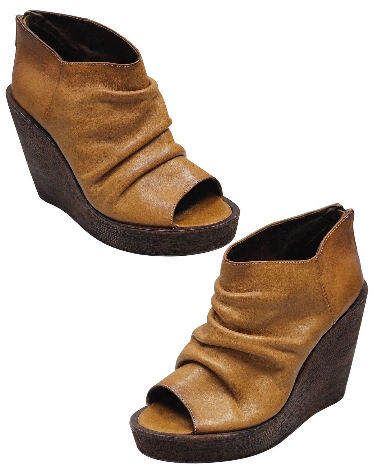 Designer 2000S INITIAL LEATHER WEDGE BOOTS – VERO CUOIO MADE Size US 7 / IT 37 - 5 Thumbnail