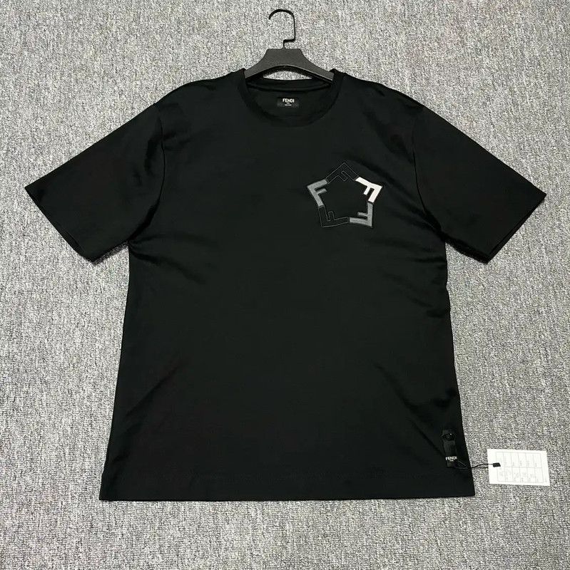 Fendi Fendi Men's Black Cotton Summer T-Shirt 0089 Size US M / EU 48-50 / 2 - 1 Thumbnail