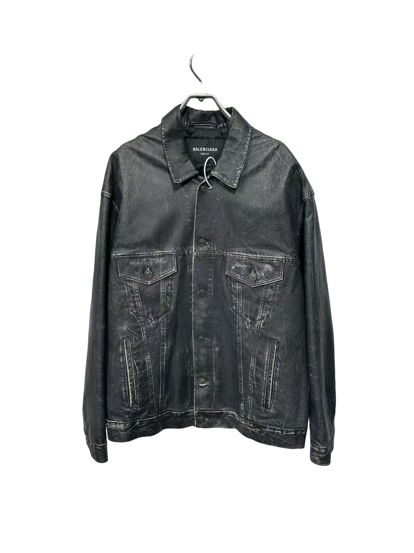 Balenciaga Balenciaga Faux Washed Leather Denim Jacket Size S Size US S / EU 44-46 / 1 - 1 Thumbnail