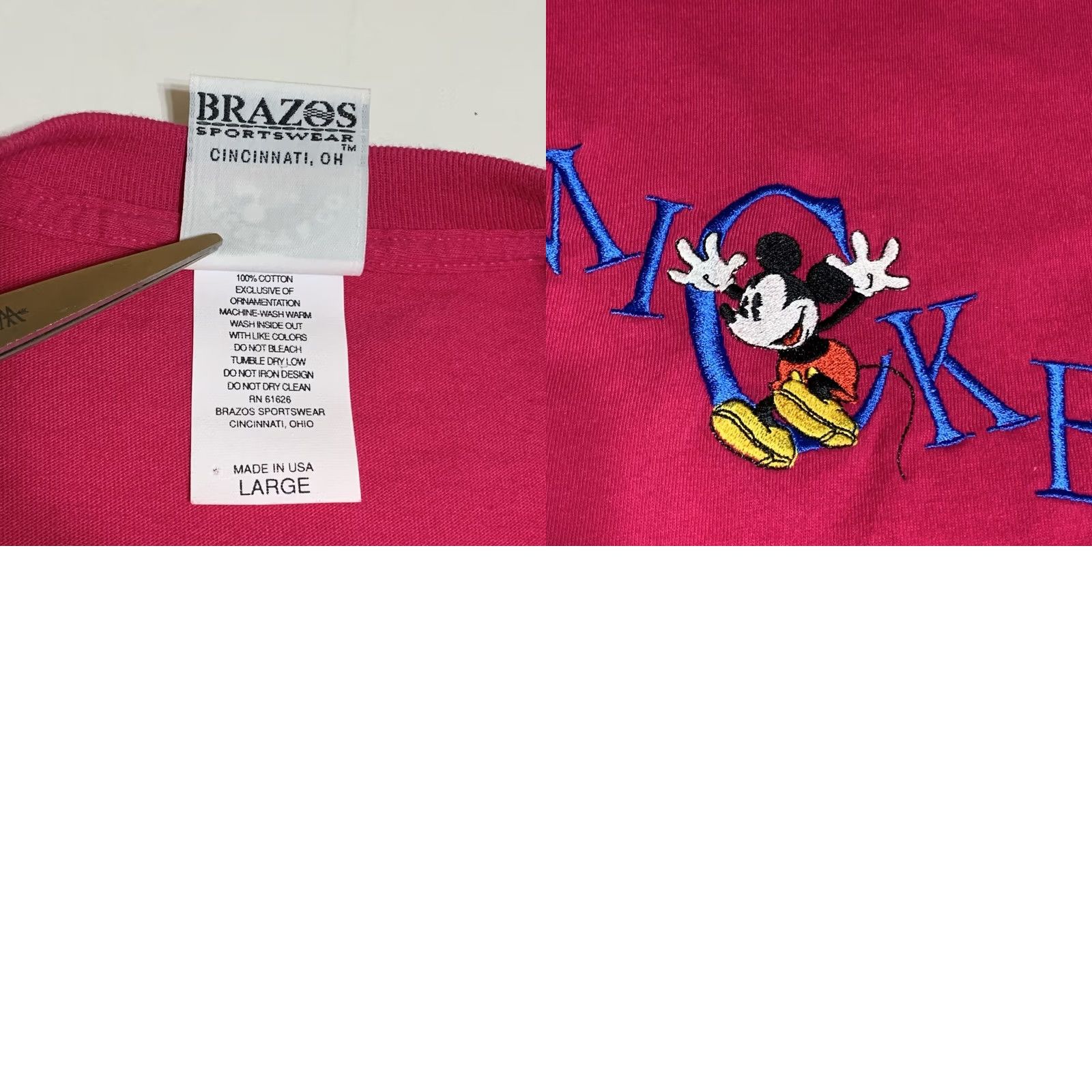 Mickey & Co. VINTAGE Mickey & Co Shirt Crew Neck Short Sleeve Embroidered Mickey Mouse Pink 90s Size L Mens USA Size US L / EU 52-54 / 3 - 8 Thumbnail