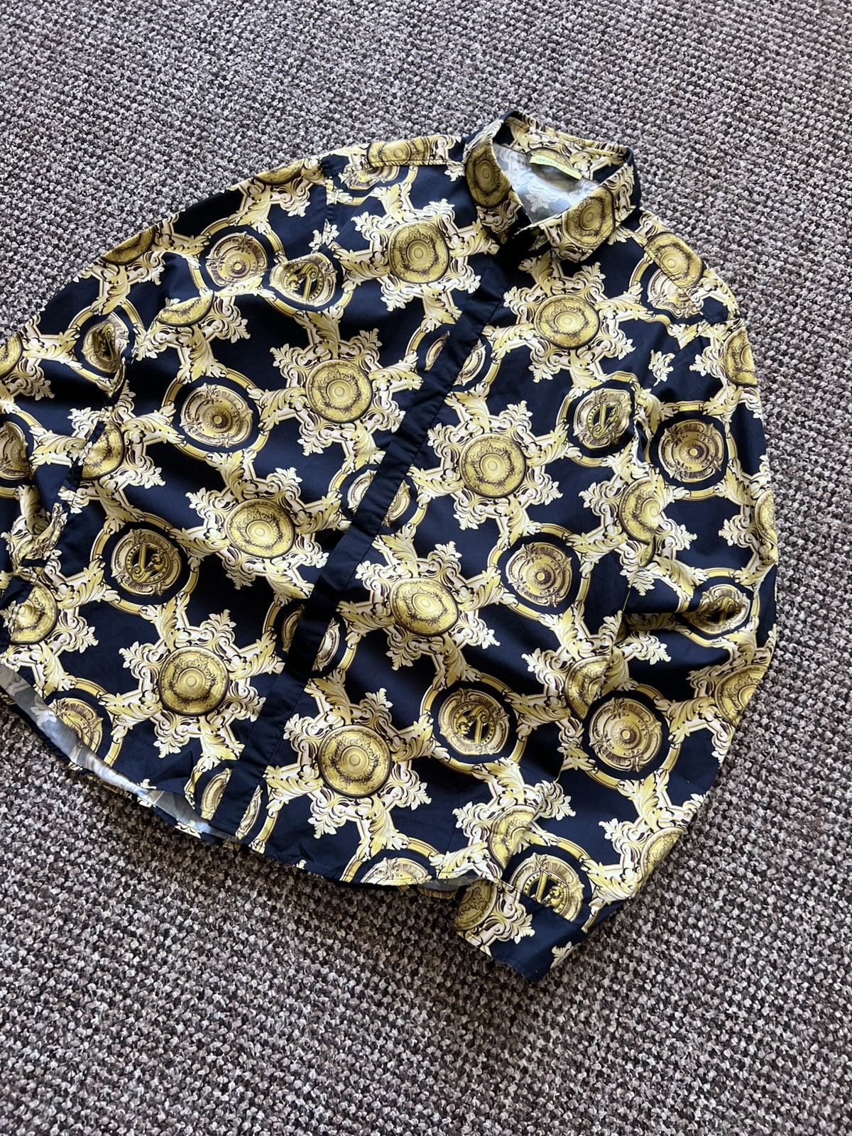 Versace Versace Baroque Print Shirt Black/Gold Men’s Long Sleev Size US L / EU 52-54 / 3 - 5 Thumbnail