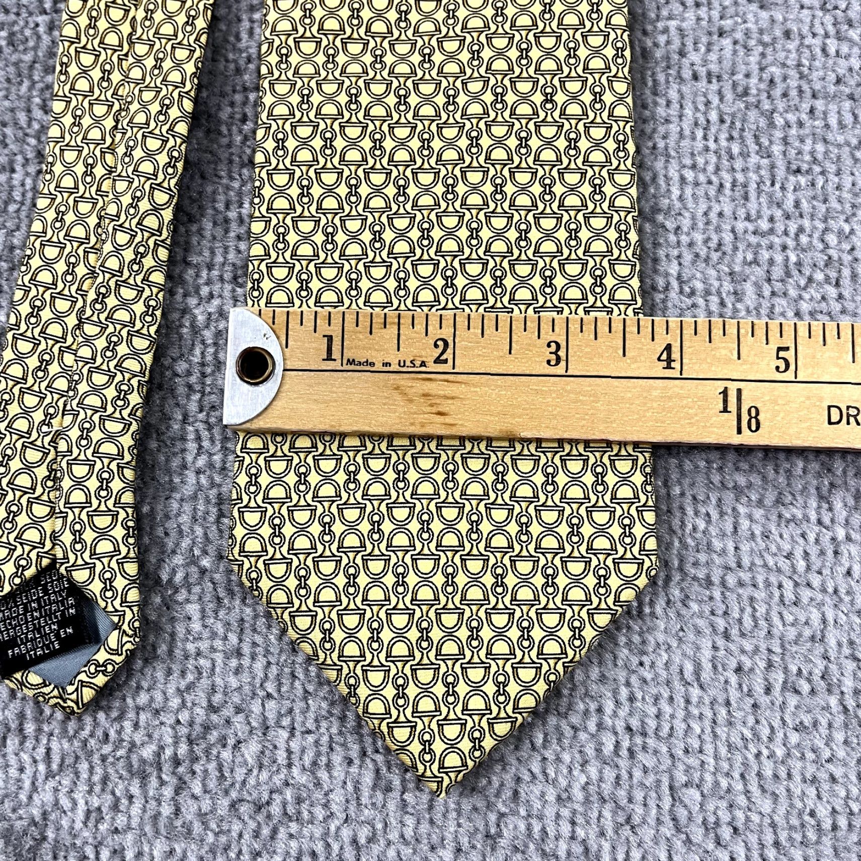 Vintage VINTAGE Beaufort Men’s Tie Equestrian Horse Bits Silk Italy Classic 57-60 Inches Yellow Size ONE SIZE - 3 Thumbnail