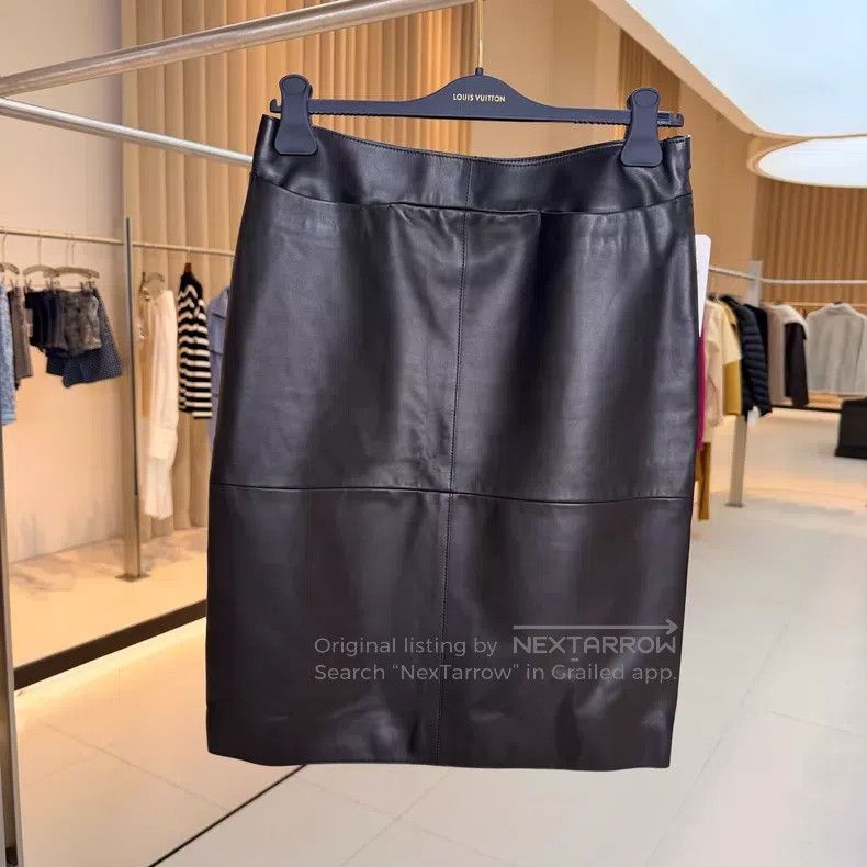 Hermes Hermes Black Lamb Leather Skirt Size 26" / US 2 / IT 38 - 1 Thumbnail