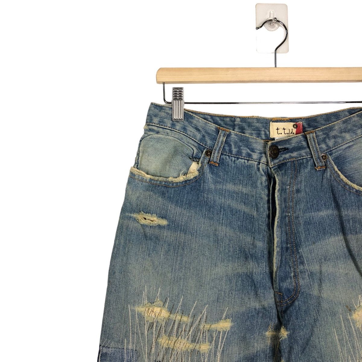 Japanese Brand 🔥Issey Miyake TTU Japan Distressed Denim Jeans Patchwork Size US 30 / EU 46 - 6 Thumbnail
