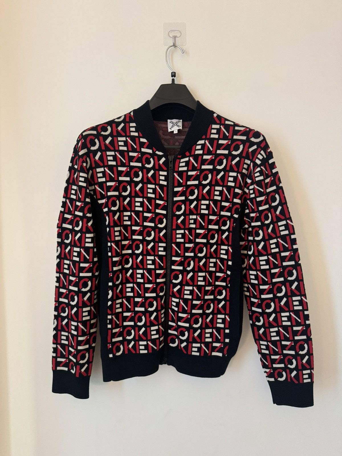 Kenzo Kenzo Red/Black Monogram Knit Jacket L Size US L / EU 52-54 / 3 - 1 Thumbnail