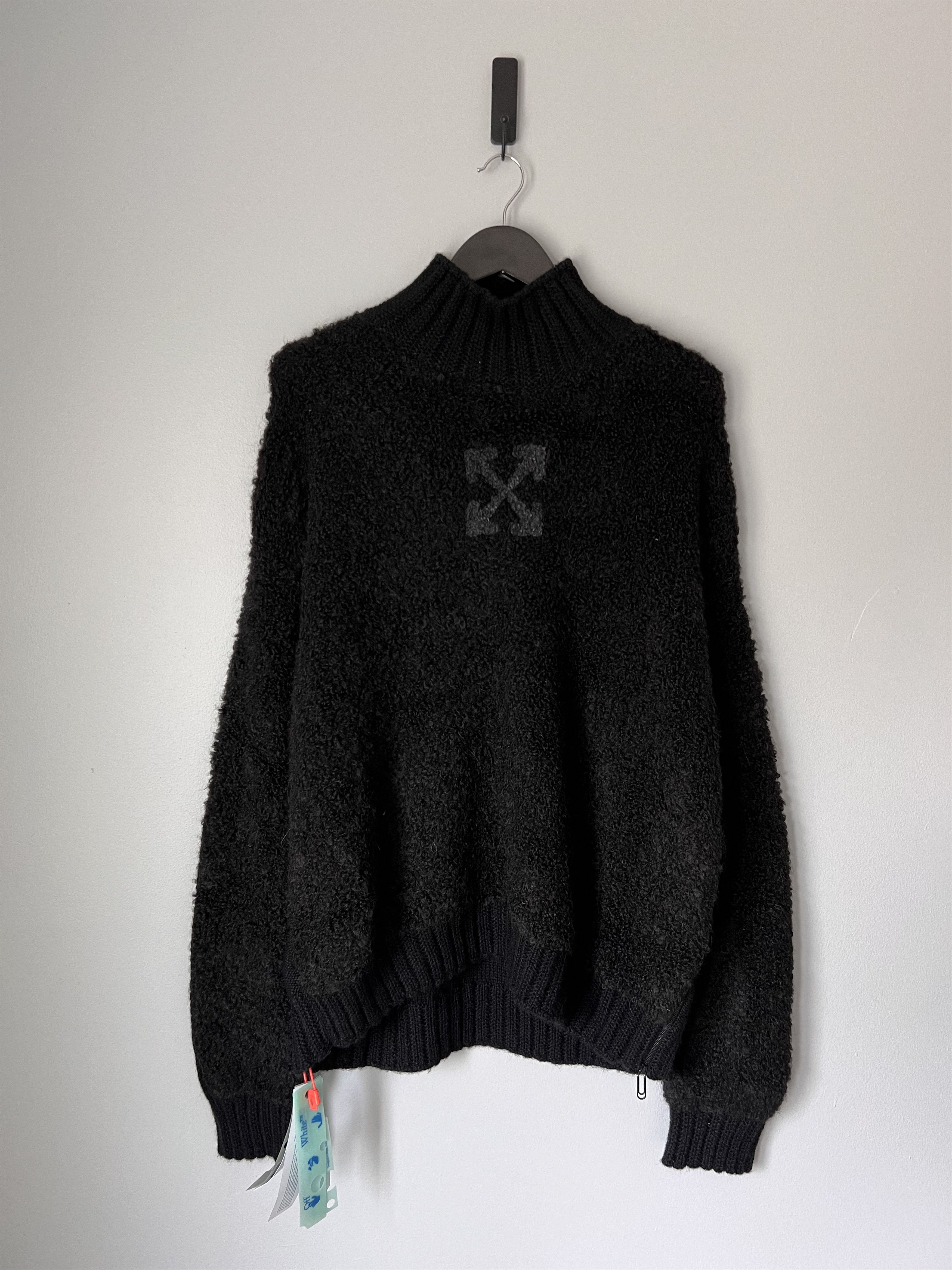 Image of Off White Arrow Daddy Knit Mockneck Sweater In Black, Men's (Size 2XL)