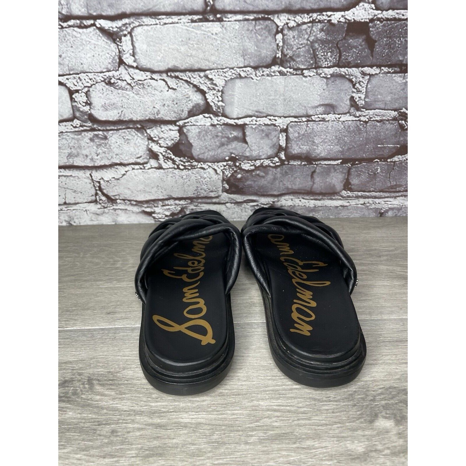 Sam Edelman Sam Edelman Vaugn Black Leather Braid Casual Slides Sandals Size US 7 / IT 37 - 4 Thumbnail