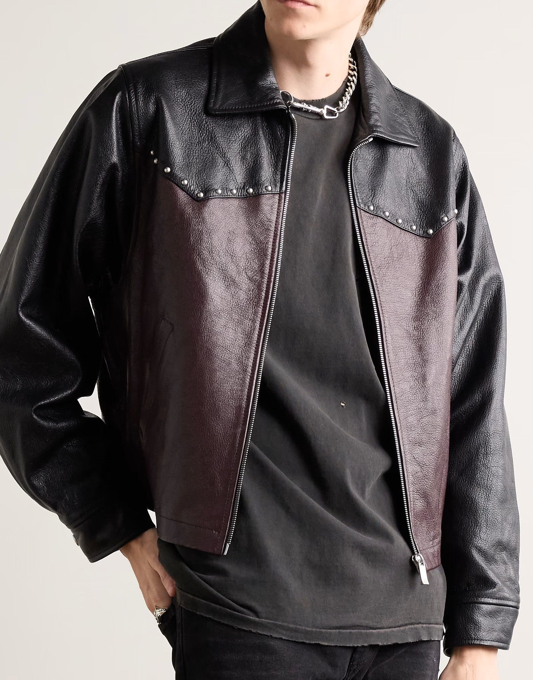 Enfants Riches Deprimes ERD Two-Tone Burgundy Studded Western Jacket Size US S / EU 44-46 / 1 - 8 Thumbnail