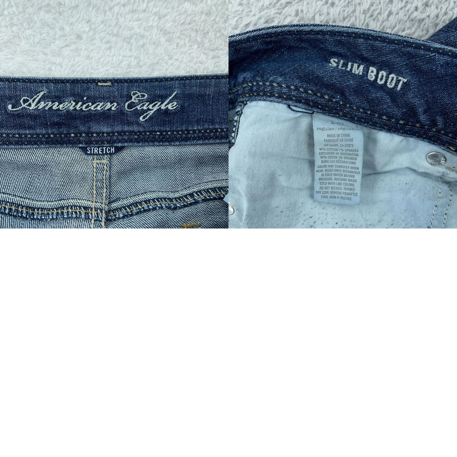 American Eagle Outfitters American Eagle Jeans Womens 10 Slim Distressed Bootcut Denim Blue 34x32 Stretch Cotton Spandex Size 32" / US 10 / IT 46 - 10 Thumbnail