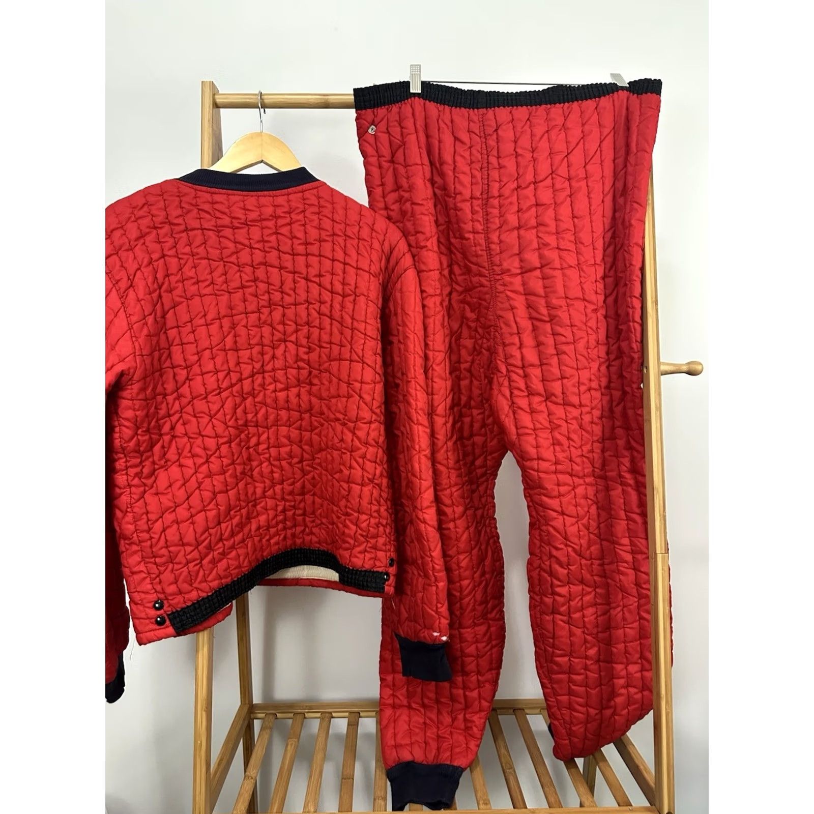 Vintage VTG 60s TownCraft Quilted Jacket & Pants XL Red Mens Thermal Lined Distressed Cuff 2-Piece Set Size US 36 / EU 52 - 2 Thumbnail