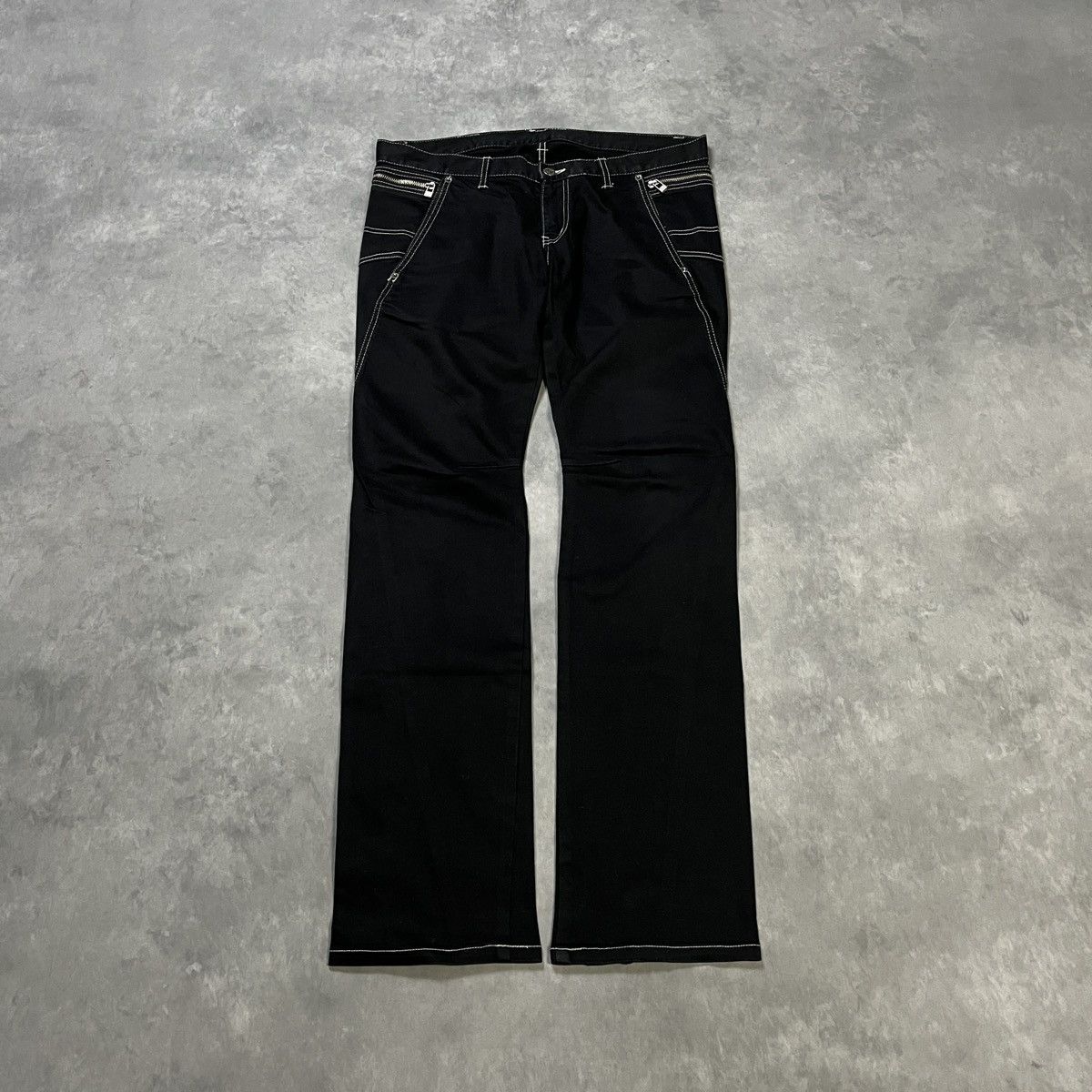 PPFM PPFM JAPANESE DESIGNER ZIP POCKET FLARE PANTS Y2K ARCHIVE Size US 35 - 3 Thumbnail