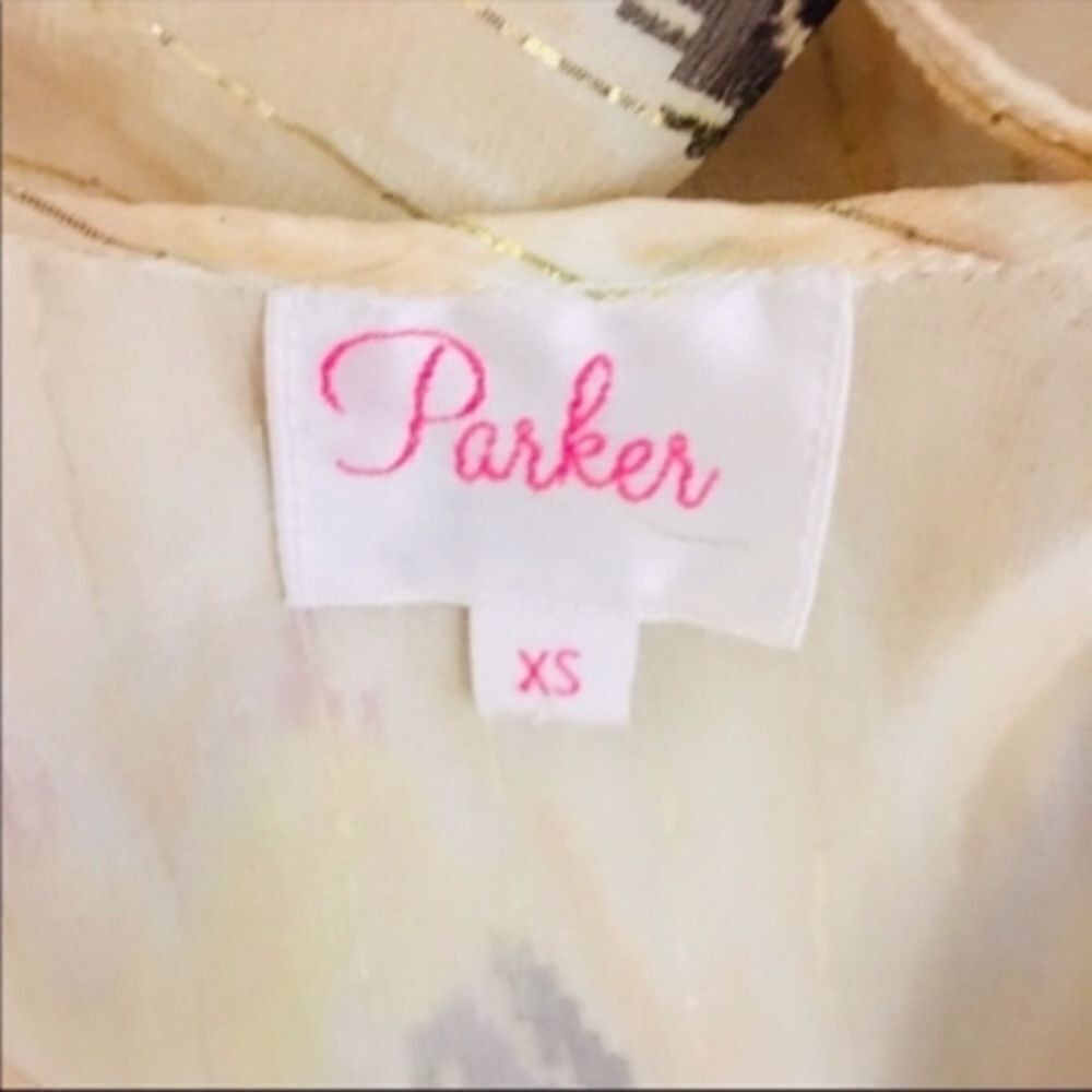 Parker Parker 100% Silk Abstract Kimono Sleeve Blouse Elastic Waist Size XS / US 0-2 / IT 36-38 - 3 Thumbnail