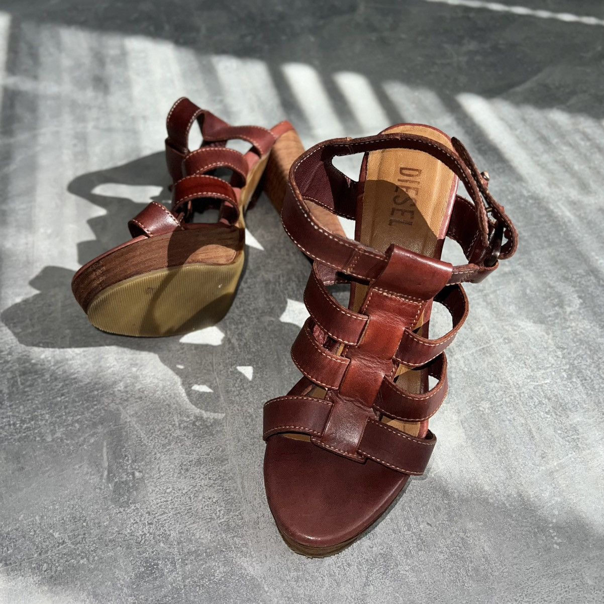Diesel Diesel Platform Sandals – Vintage 00s Leather High Heels Size US 6 / IT 36 - 4 Thumbnail