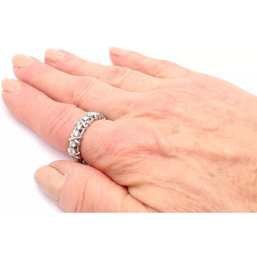 Tiffany & Co. Jean Schlumberger Platinum 16 Stone Diamond Band Ring Size ONE SIZE - 10 Thumbnail