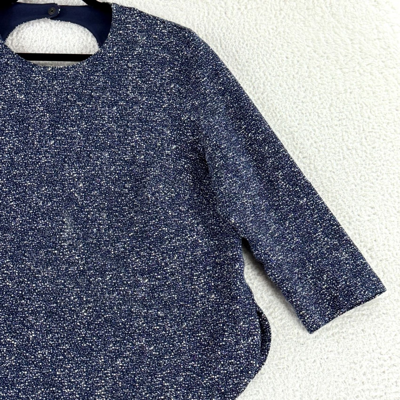 Akris Akris Punto Sweatshirt Womens Medium Navy Speckled Knit Back Cut Out 3/4 Sleeve Size M / US 6-8 / IT 42-44 - 4 Thumbnail