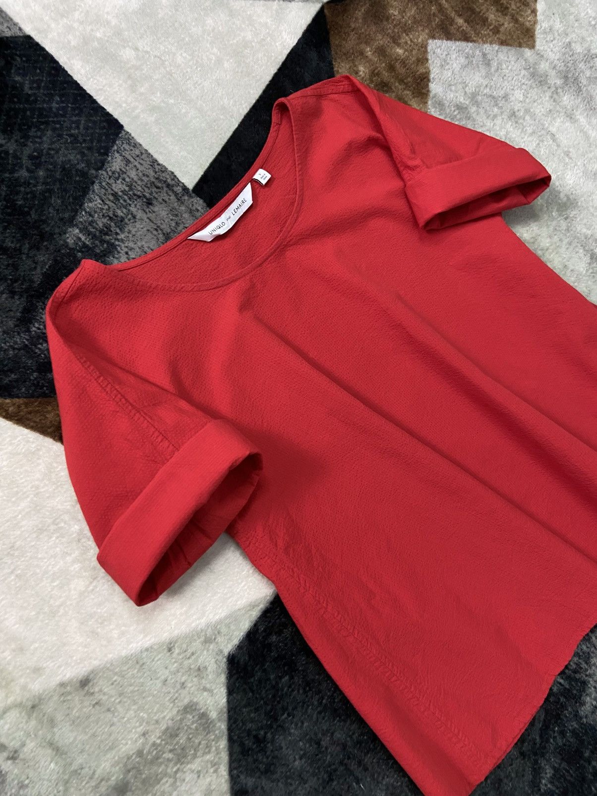 Lemaire × Uniqlo Uniqlo and Lemaire 2016 Seersucker Roll Sleeve Blouse Red Size S / US 4 / IT 40 - 4 Thumbnail