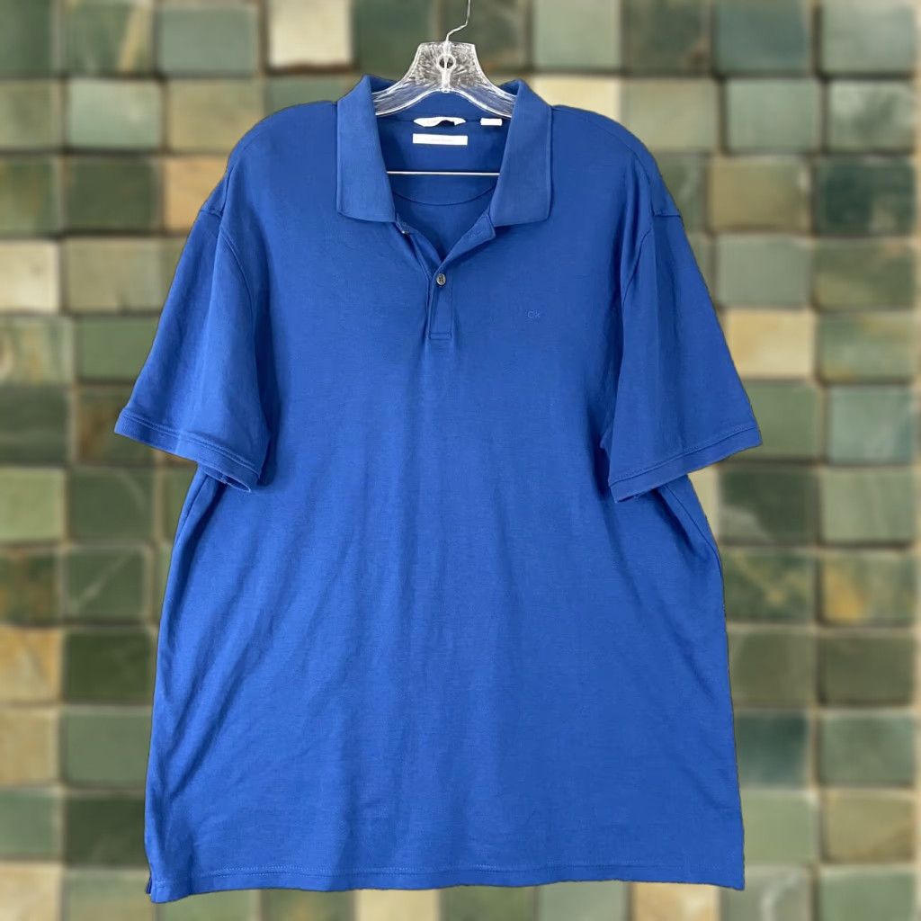 Calvin Klein CALVIN KLEIN Liquid Touch Polo Men’s Short Sleeve L Blue Solid Size US L / EU 52-54 / 3 - 1 Thumbnail