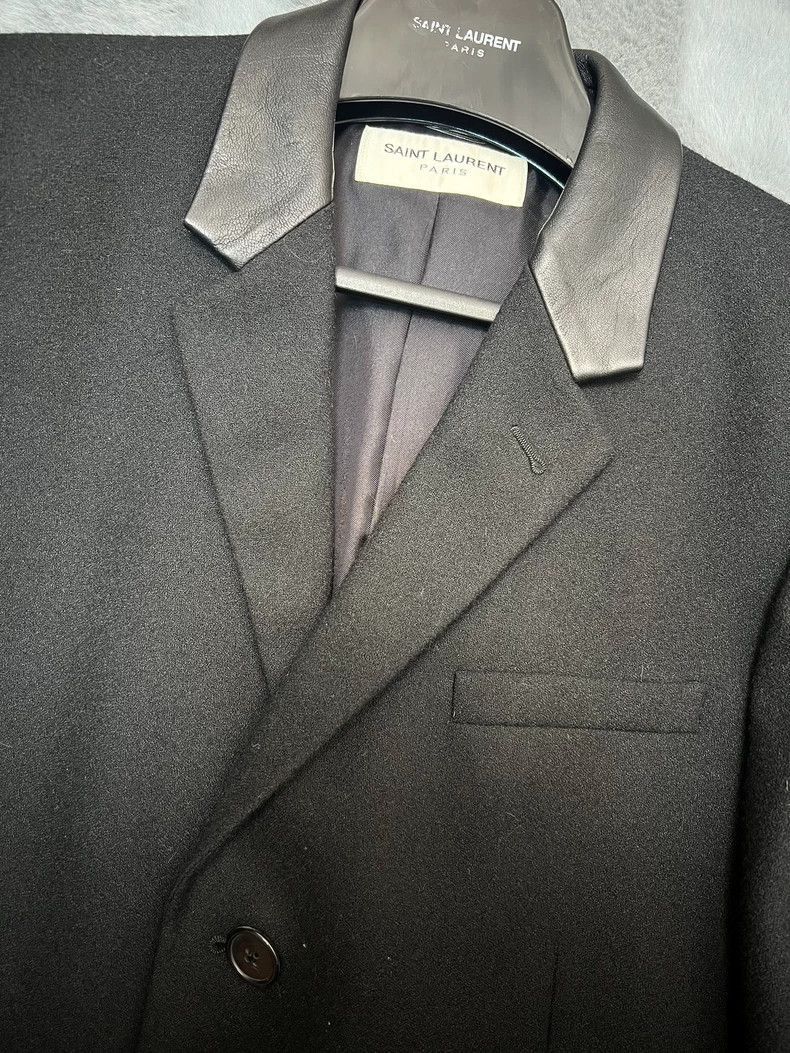 Saint Laurent Paris Black Wool Coat with Shearling Collar-2506 Size US L / EU 52-54 / 3 - 4 Thumbnail