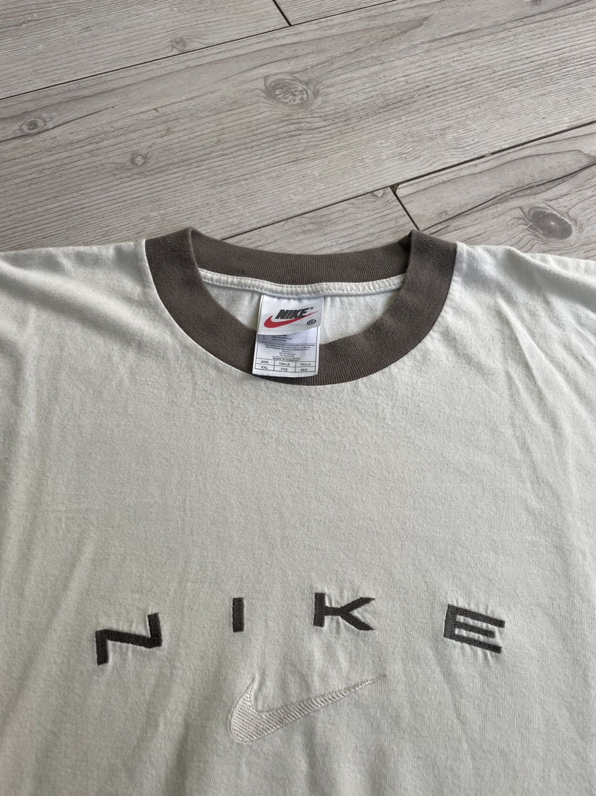 Nike × Vintage Vintage Nike T Shirt Big Swoosh 90s Central Logo Y2K Size US XXL / EU 58 / 5 - 8 Thumbnail